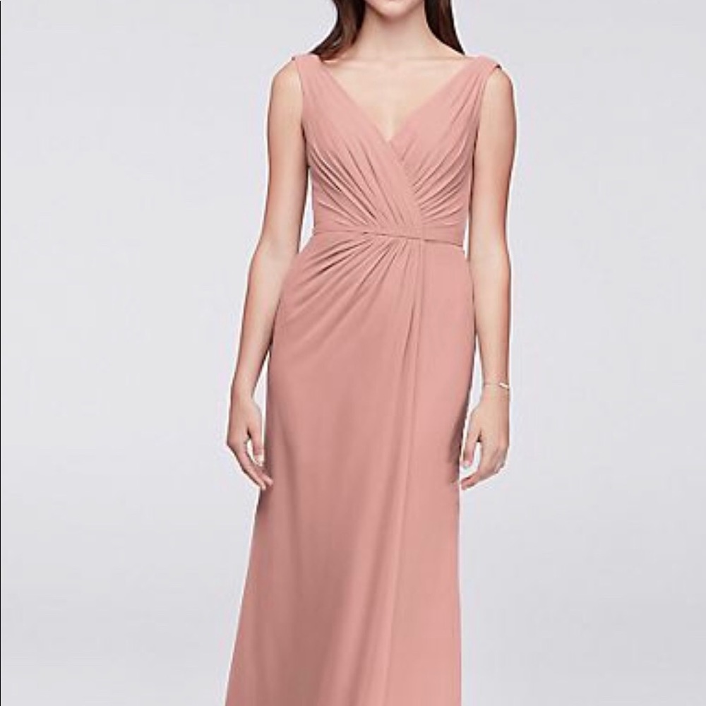Faux-Wrap Pleated Chiffon Bridesmaid Dress